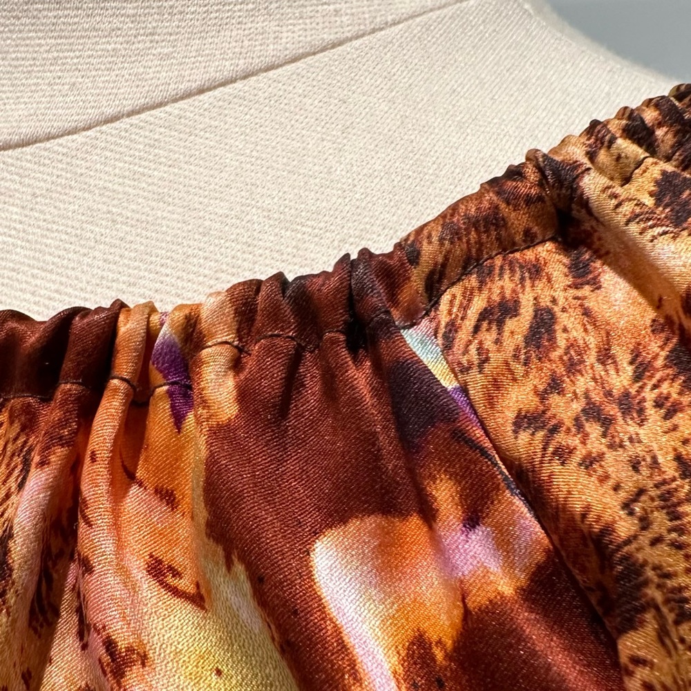 Cache 100% Silk Abstract Leopard Print Peasant Bl… - image 4